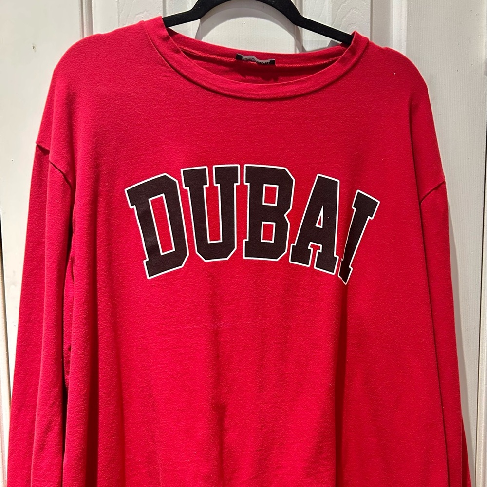 Fashion Nova Red Dubai Graphic Sweatshirt Top